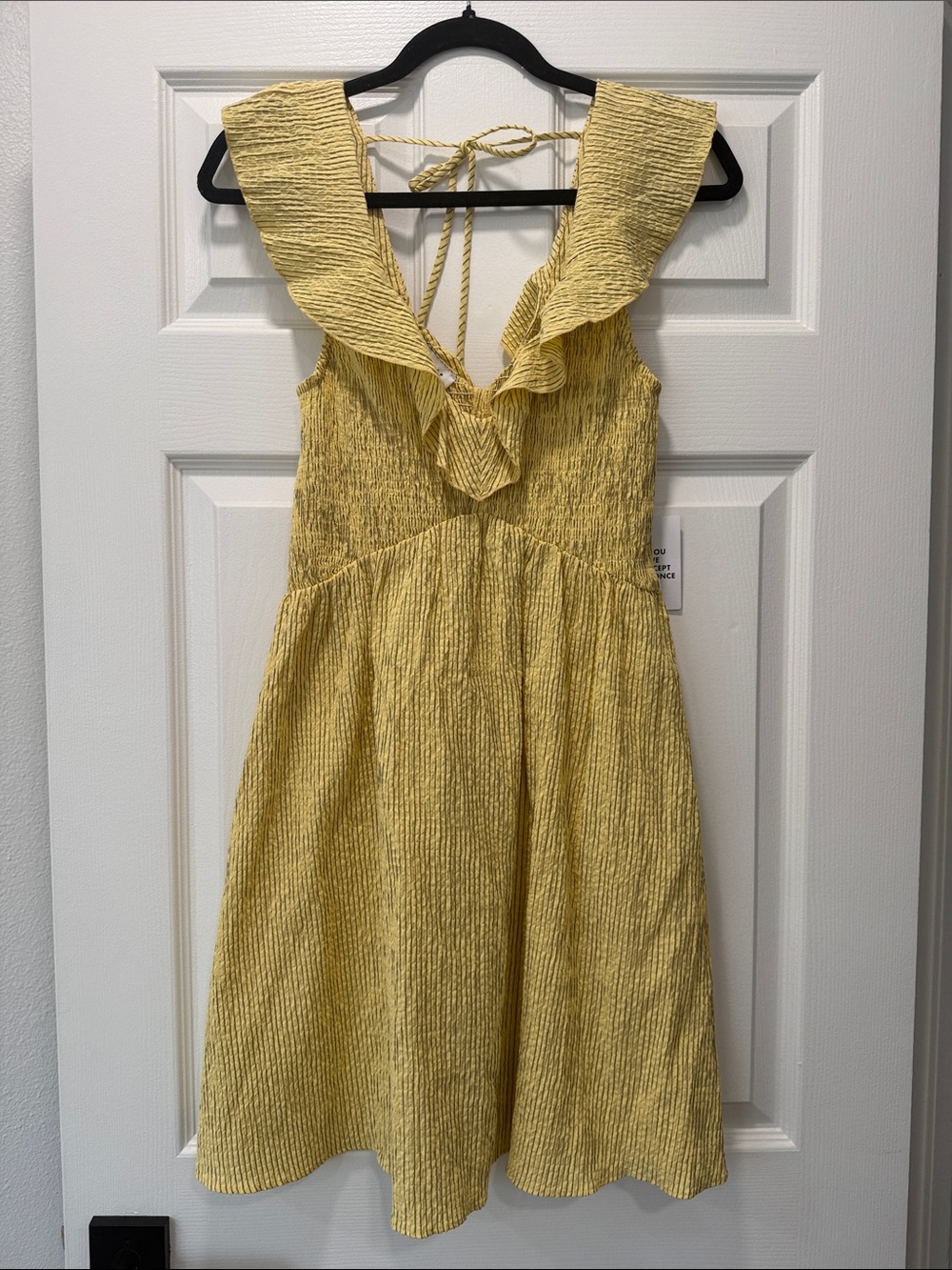 Topshop Yellow Shirred Ruffle Mini Dress